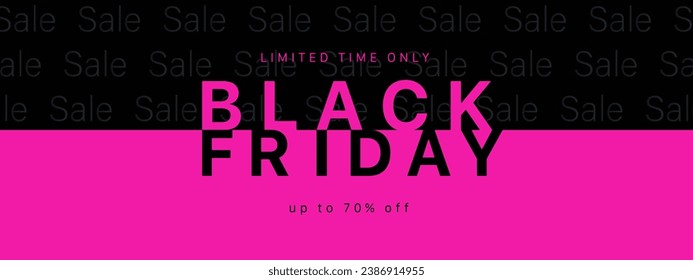 Black Friday typography banner. Black Friday linear typography text illustration isolated on black background. Modern Design template for Black Friday sale.