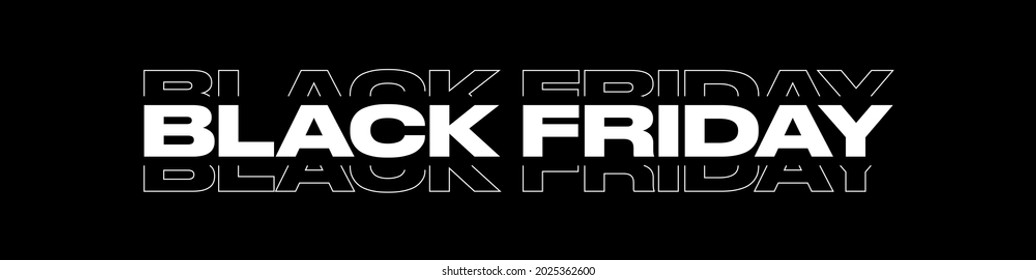 Black Friday typography banner. Black Friday modern linear typography text illustration isolated on black background. Design template for Black Friday sale banner. - Shutterstock ID 2025362600