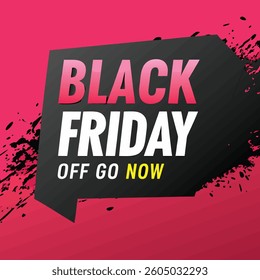 Black Friday typography banner. Black Friday modern linear typography text illustration isolated on black background. Design template for Black Friday sale banner.