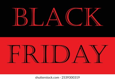 Banner de tipografia PRETO SEXTA-FEIRA sobre fundo preto e vermelho. Moderno Texto Vermelho Mínimo de Black Friday Sale. Modelo de design para venda de Black Friday, promoção do festival e publicidade em mídia social