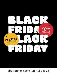 Banner da tipografia Black Friday. Vermelho, preto, amarelo, branco minimalista moderno. oferta de desconto, venda, promoção, publicidade e anúncio de mídia social. Desconto, promoção, oferta.