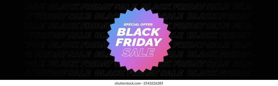 Black Friday Typography Banner. Black Friday Sale Web Banner with Black Friday Text Background. Black Friday Sale Modern Design for Banner, Advertisement, Social, Web Header, Ad, Poster.