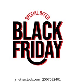 Black Friday typography banner template design. Black Friday editable text. Design template for Black Friday sale banner, poster, greeting card, flyer. Vector Sticker, tag, badge.