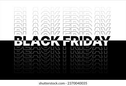 Black Friday Typografy Banner. Schwarz-Weiß-Design-Vorlage für Black Friday Sale Event. Modernes minimalistisches Monochrome Print Graphic Design. Vektorgrafik.