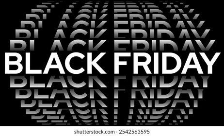 Black Friday Typography Banner. Black and White Design Template for Black Friday Sale Event. Modern Minimalist Monochrome Print Graphic Design. Vector Illustration.