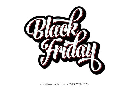 Black friday typography design vector,  black friday sale hand lettering design