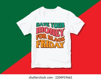 Diseño de camisetas vectoriales premium para tipografía de Black Friday