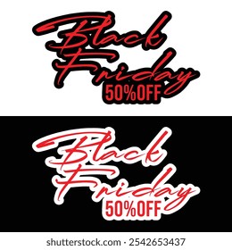 Black Friday typography text signature font stylish Sale Offer Sticker