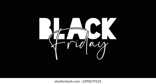 Cartel del logo del vector de la tipografía del Viernes Negro. Viernes Negro moderna tipografía lineal ilustración de texto fondo negro.