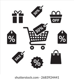 black friday vactor art icon pack icon set bandle banner silhouette black and white backgrount sampol disign icon