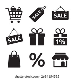 black friday vactor art icon pack icon set bandle banner silhouette black and white backgrount sampol disign icon