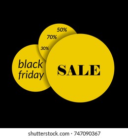 Black Friday Vector Background. Blck And Yellow Color Card Design. Sale Flyer Illustration.