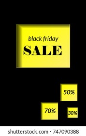 Black Friday Vector Background. Blck And Yellow Color Card Design. Sale Flyer Illustration.