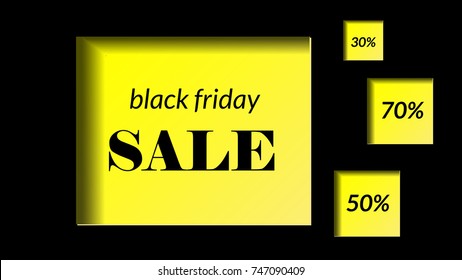 Black Friday Vector Background. Blck And Yellow Color Card Design. Sale Flyer Illustration.