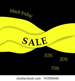 Black Friday Vector Background. Blck And Yellow Color Card Design. Sale Flyer Illustration.