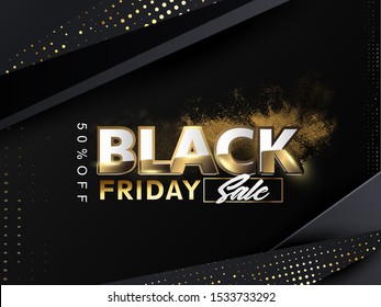 Black Friday vector background, with black and gold elements in the design  can be edited easily