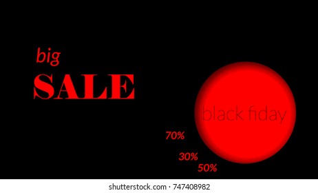 Black friday vector background. Black and red color card design. Sale flyer illustration.