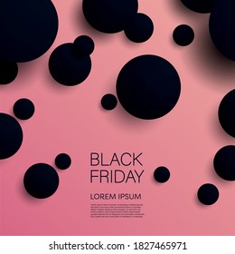 Banner o afiche vectorial del Viernes Negro con diseño moderno de geometría 3D oscuro. Descuento, ofertas especiales de promoción, publicidad de compras. Ilustración Eps10.