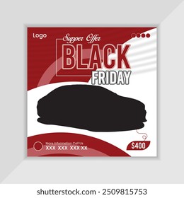 Black friday vector car social media post design template 