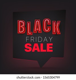 Black friday vector concept with neon letters
