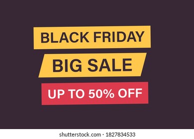Concepto vectorial del viernes negro: Palabras del viernes negro gran venta hasta un 50% de descuento en el fondo