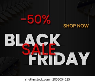 Black Friday vector design in paper cut style. For a poster or banner and greeting card.