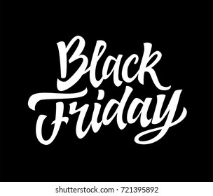 Black Friday - vector hand drawn brush pen lettering design image. Black background. Use this high quality calligraphy for your banners, flyers, cards. Improve your sales, get the desired profit.