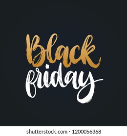Black Friday, vector handwritten phrase. Calligraphy for sales poster, discount card etc. Lettering illustration for label or sticker.