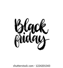 Black Friday, vector handwritten phrase. Calligraphy for sales poster, discount card etc. Lettering illustration for label or sticker.