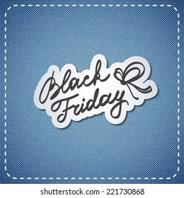 black friday, vector handwritten text on denim background