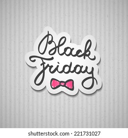 black friday, vector handwritten text on gray cardboard