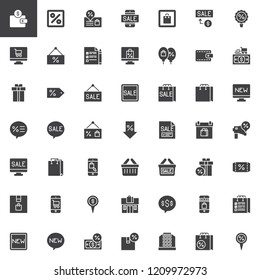 Black friday vector icons set, modern solid symbol collection, filled style pictogram pack. Signs, logo illustration. Set includes icons as Wallet, Discount, Promotion, Shopping bag, Online shop, Sale