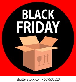 Black Friday vector illustration. Box for packing. Vector illustration