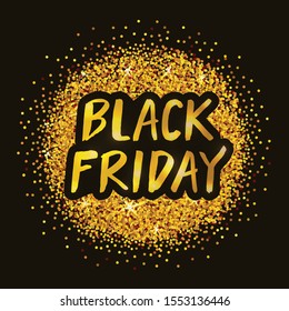 Black Friday vector illustration for card, poster, banner, ad, label, logo, tag. Lettering template or background. Black Friday typography poster. EPS 10