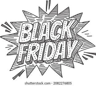 Ilustración vectorial "Viernes Negro". Esbozo de Doodle