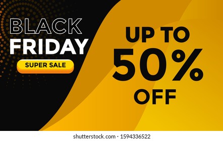 
Black Friday - vector illustration layout concept in gold. Abstract horizontal advertising promotion banner. Creative background. Special offer. Free vector