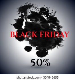 Black Friday Vector illustration of Splash banner.  Handmade black ink. 
