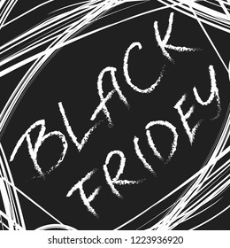 Black friday vector imitation of dough written in white chalk on a black board