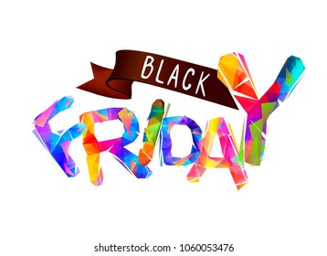 Black Friday. Vector inscription of colorful triangular letters
