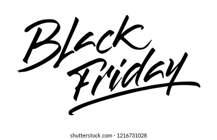 Black Friday Vector lettering banner. Expressive Promotional modern calligraphy sign for logo, banners, labels, prints, celebration. Black letters on white background.