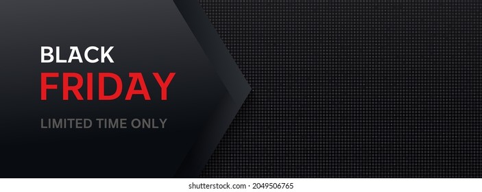 Black friday vector long banner template. Dark minimal background for discount special offer