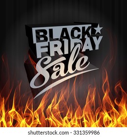 black friday vector mark template for promotion agreement imprint with glowing inferno and burning vacation outdoor exterior season black scene fire massive market mark big christmas glowing flaming h