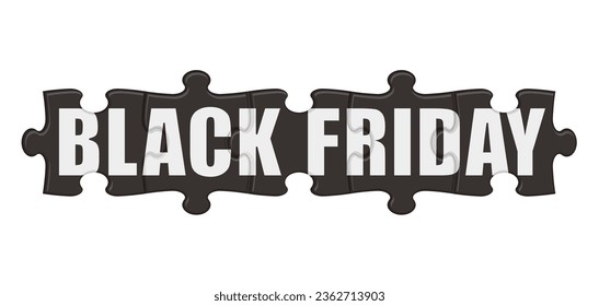 Black Friday Vector Sign Made Of Jig-Saw Puzzle Pieces Isolated On A White Background.  