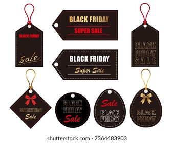 Black Friday Vector Tag Set Isolated On A White Background.  