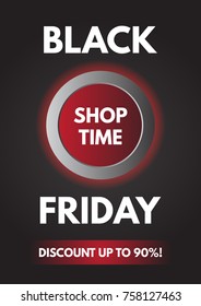 Black Friday  vertical banner with button "shop time" and inscription "Black Friday. Discount up to 90%"