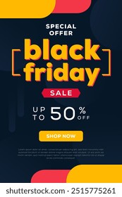 black friday vertical banner illustration design in flat style