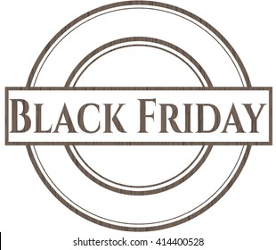 Black Friday vintage wooden emblem