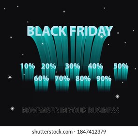 Black Friday Vortex effect. Black Friday title retro effect universe with discount or limit price