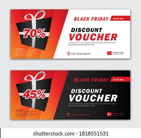 Black Friday Voucher Card Vektor Template, Rabattgutscheine, Red Gift Voucher Vorlage, Coupon, Discount Card, Sale Banner, Headers, Web Banner, Creative Idee Geschenkkarte