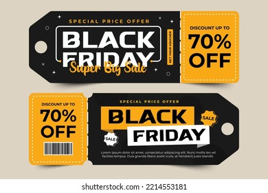 Black Friday voucher or coupon design template easy to customize simple and elegant design